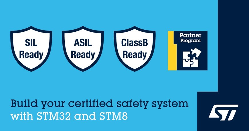 STMicroelectronics Helps Meet Functional-Safety Norms with Certified Software for STM32 and STM8 Families